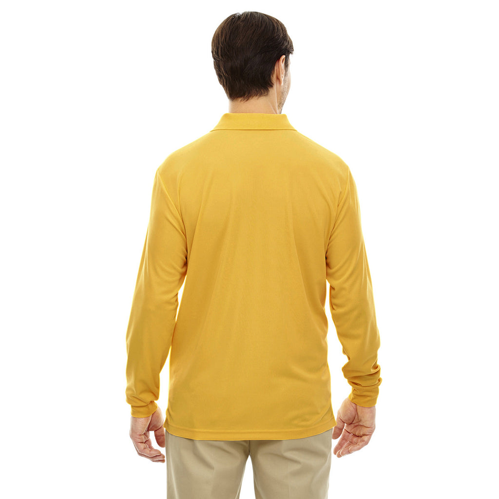 Core 365 Men's Campus Gold Pinnacle Performance Long-Sleeve Pique Polo