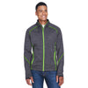 North End Men's Carbon/Acid Green Flux Melange Bonded Fleece Jacket