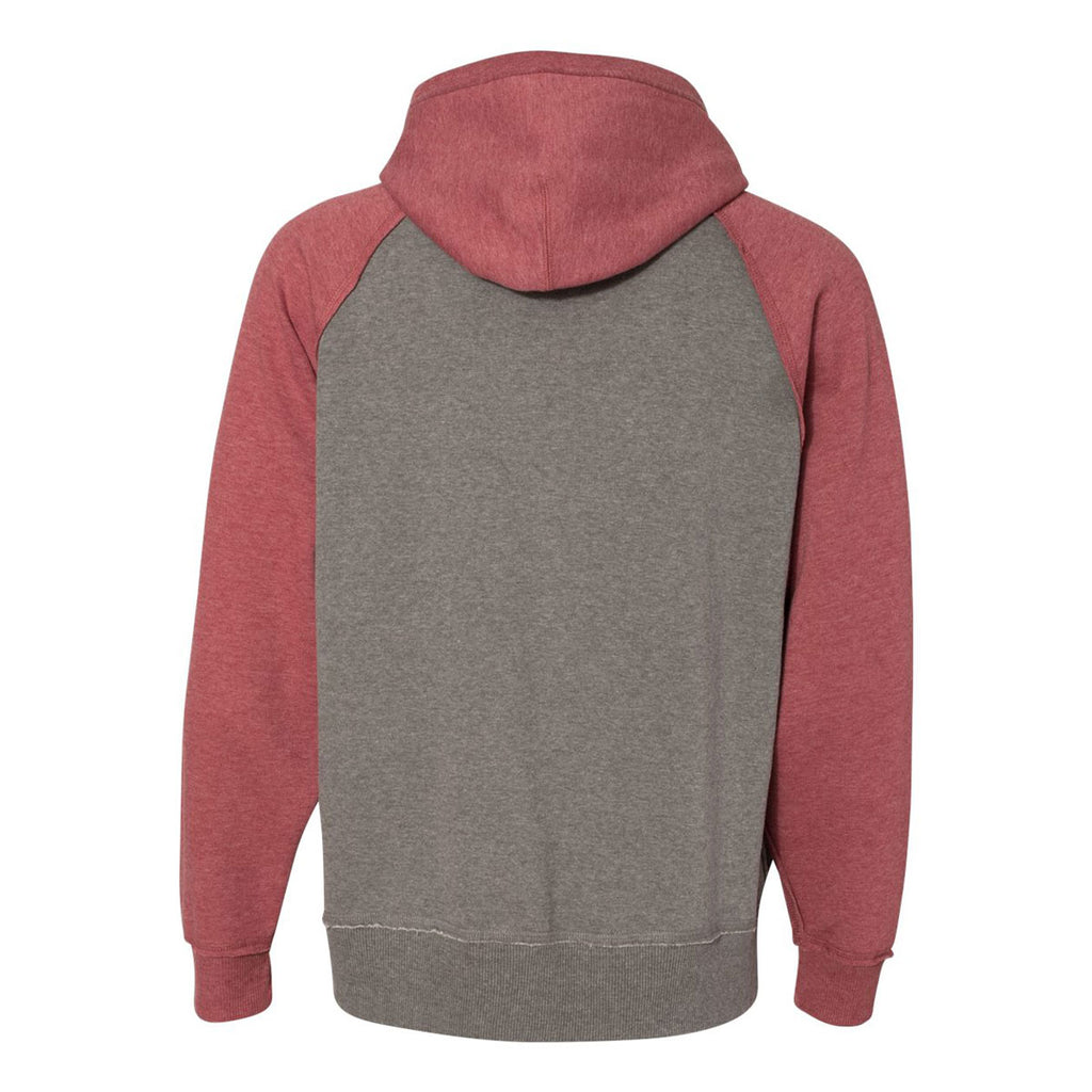 J. America Men's Smoke Heather/Simply Red Heather Vintage Heather Hooded Sweatshirt