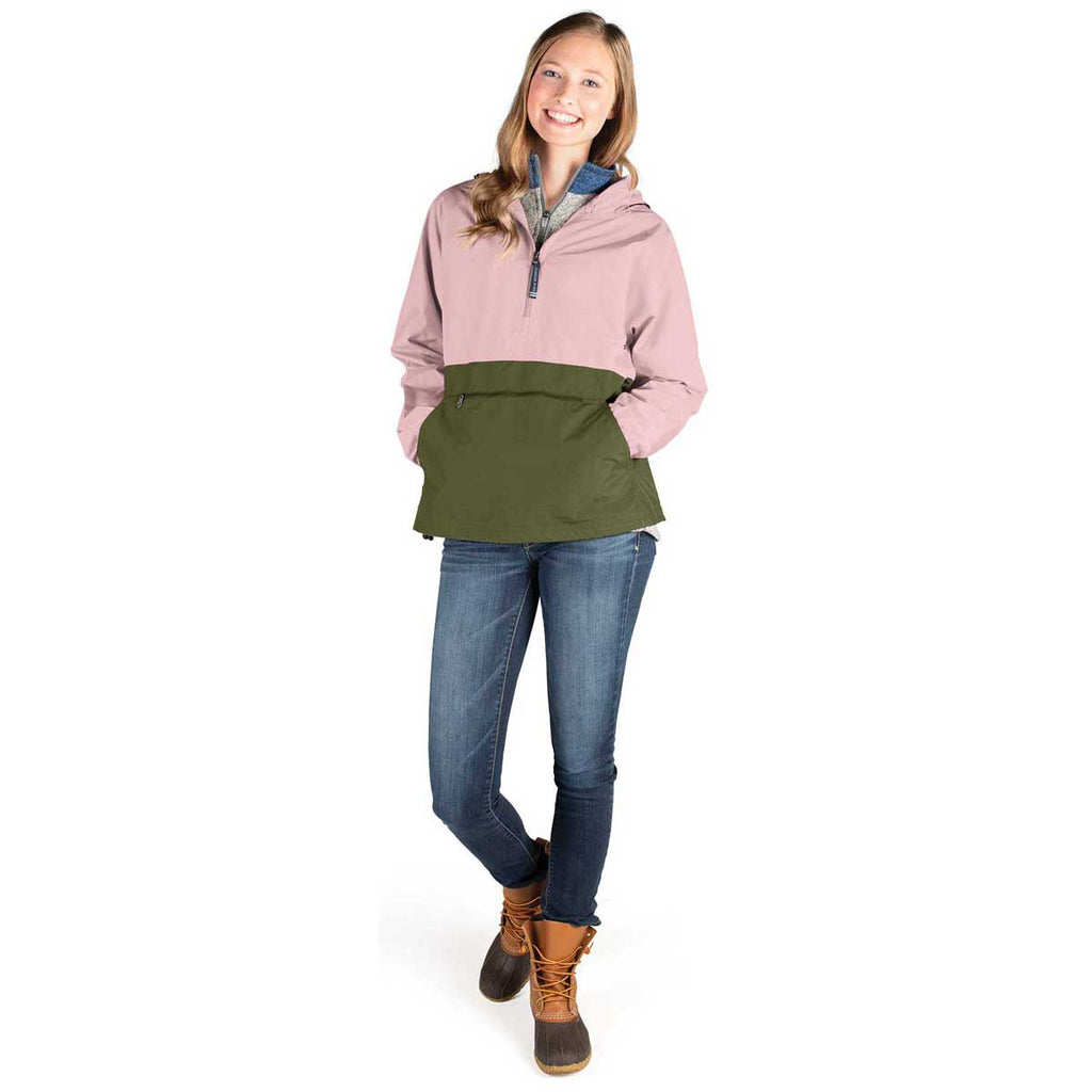 Charles River Unisex Rose Gold/Olive Color Blocked Pack-N-Go Pullover