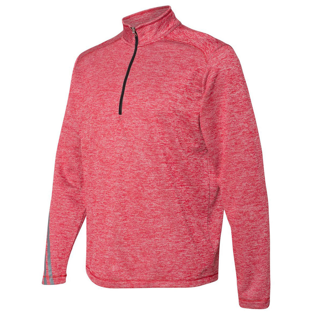 adidas Golf Men's Power Red Heather/Black Brushed Terry Heather Quarter-Zip