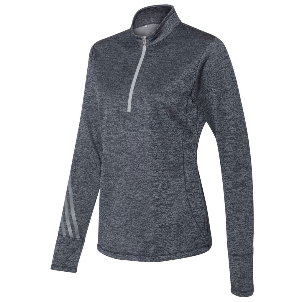 adidas Golf Women's Navy Heather/Mid Grey Brushed Terry Heather Quarter-Zip