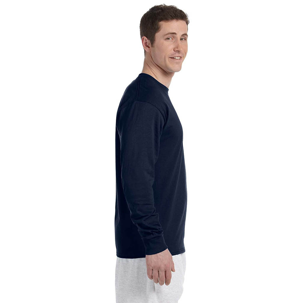 Champion Men's 5.2 oz Navy L/S Tagless T-Shirt