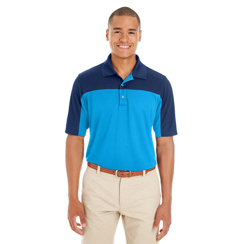 Core 365 Men's Electric Blue/Classic Navy Balance Colorblock Performance Pique Polo