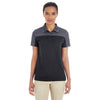 Core 365 Women's Black/Carbon Balance Colorblock Performance Pique Polo