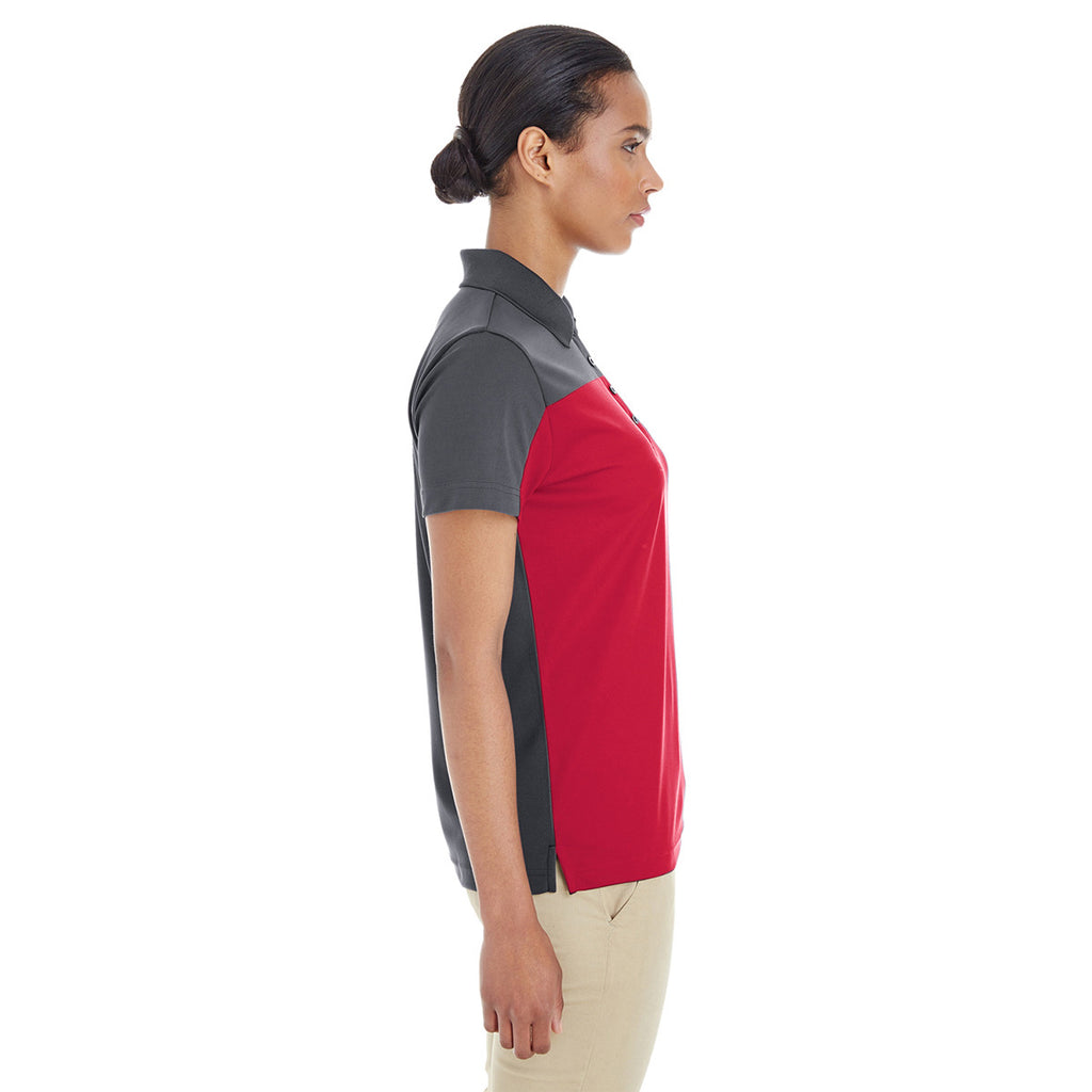 Core 365 Women's Classic Red/Carbon Balance Colorblock Performance Pique Polo