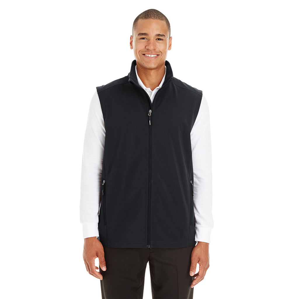 Core 365 Men's Black Cruise Two-Layer Fleece Bonded Soft Shell Vest