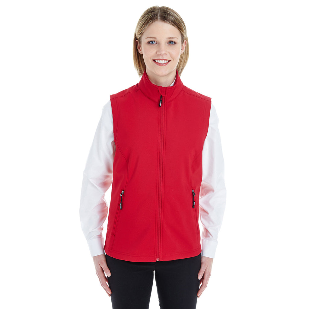 Core 365 Women's Classic Red Cruise Two-Layer Fleece Bonded Soft Shell Vest