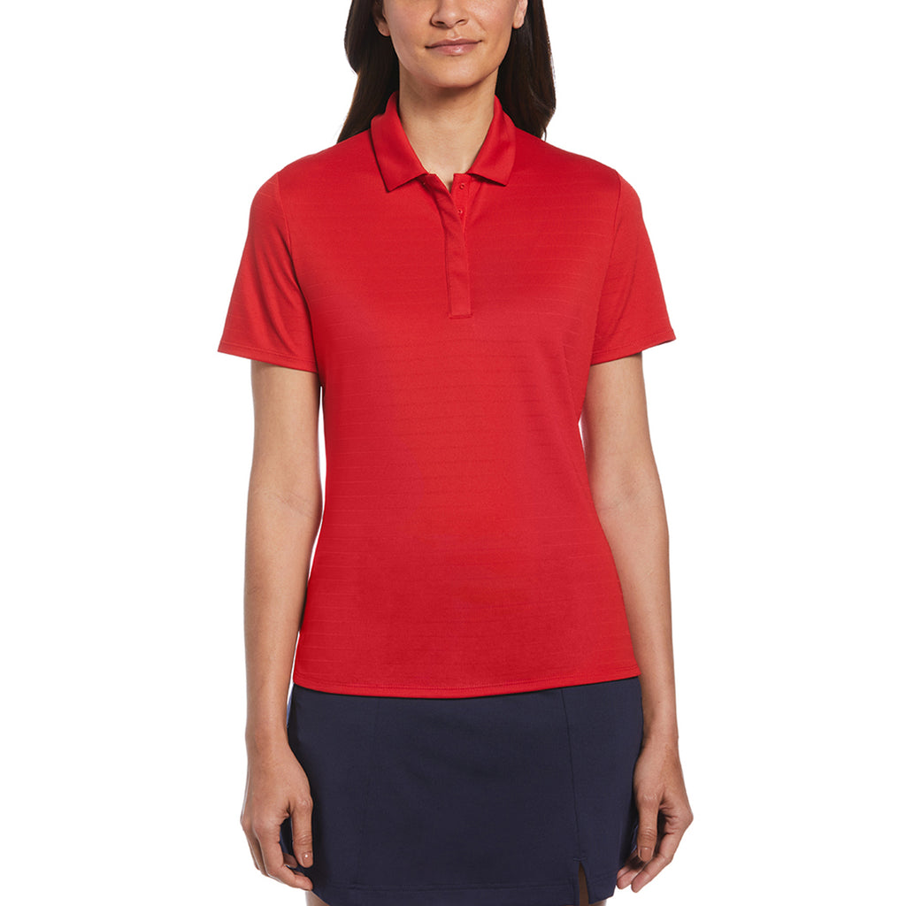 Callaway Women's Salsa Red Eco Horizontal Textured Polo