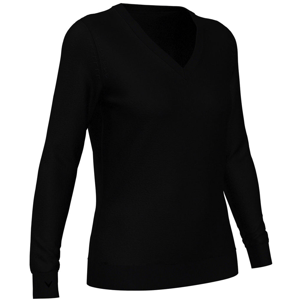 Callaway Women's Black Ink Merino Wool Blend V-Neck Sweater