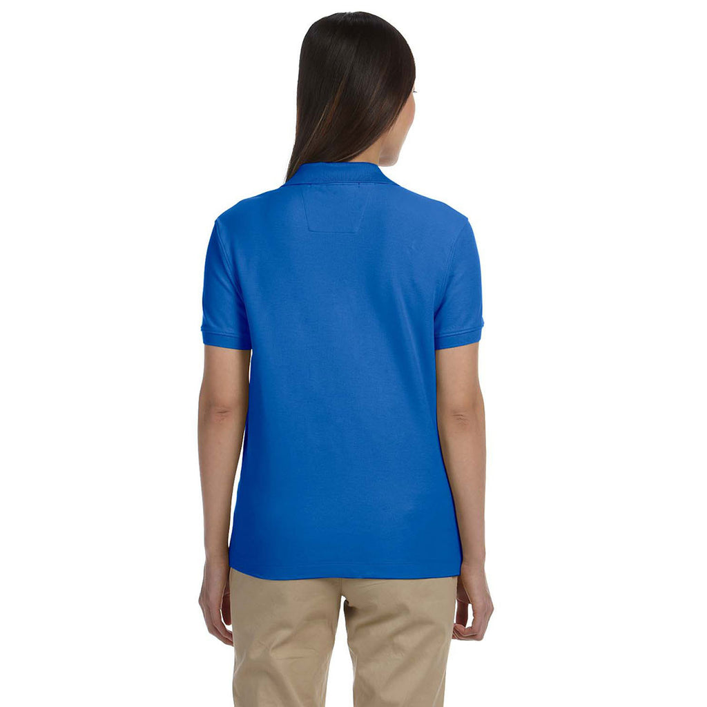 Devon & Jones Women's French Blue Pima Pique Short-Sleeve Y-Collar Polo