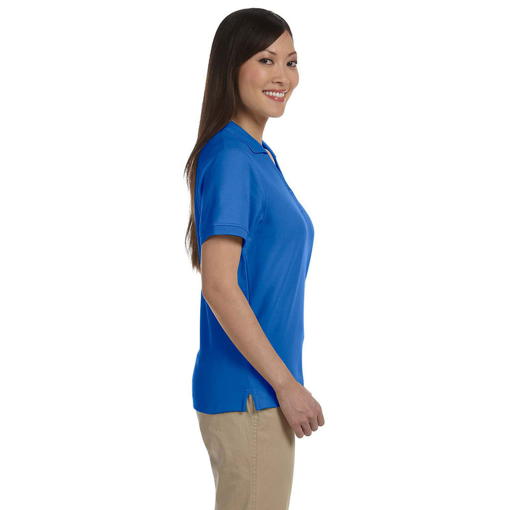 Devon & Jones Women's French Blue Pima Pique Short-Sleeve Y-Collar Polo