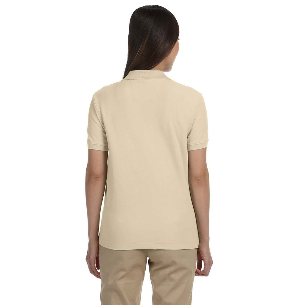 Devon & Jones Women's Stone Pima Pique Short-Sleeve Y-Collar Polo