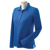 Devon & Jones Women's French Blue Pima Pique Long-Sleeve Polo