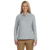 Devon & Jones Women's Grey Heather Pima Pique Long-Sleeve Polo