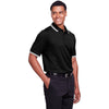 Devon & Jones Men's Black/White CrownLux Performance Plaited Tipped Polo