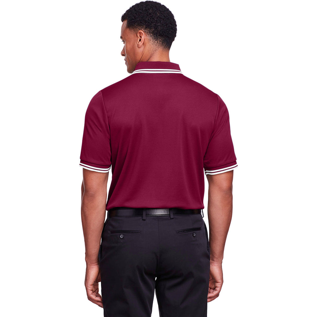 Devon & Jones Men's Burgundy/White CrownLux Performance Plaited Tipped Polo