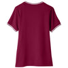 Devon & Jones Women's Burgundy/White CrownLux Performance Plaited Tipped V-Neck Polo