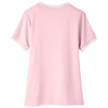 Devon & Jones Women's Pink/White CrownLux Performance Plaited Tipped V-Neck Polo