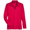 Devon & Jones Women's Red CrownLux Performance Plaited Long Sleeve Polo