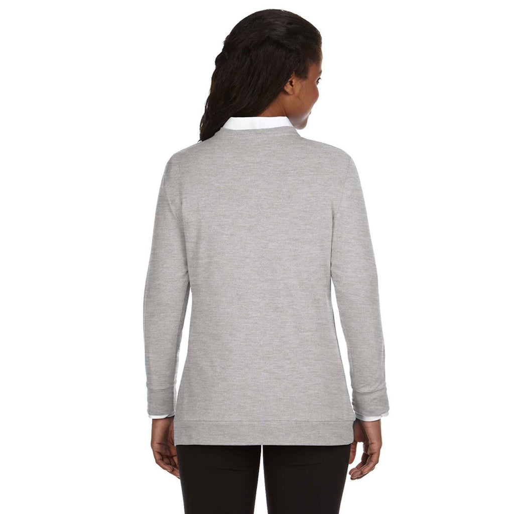 Devon & Jones Women's Grey Heather Perfect Fit Ribbon Cardigan