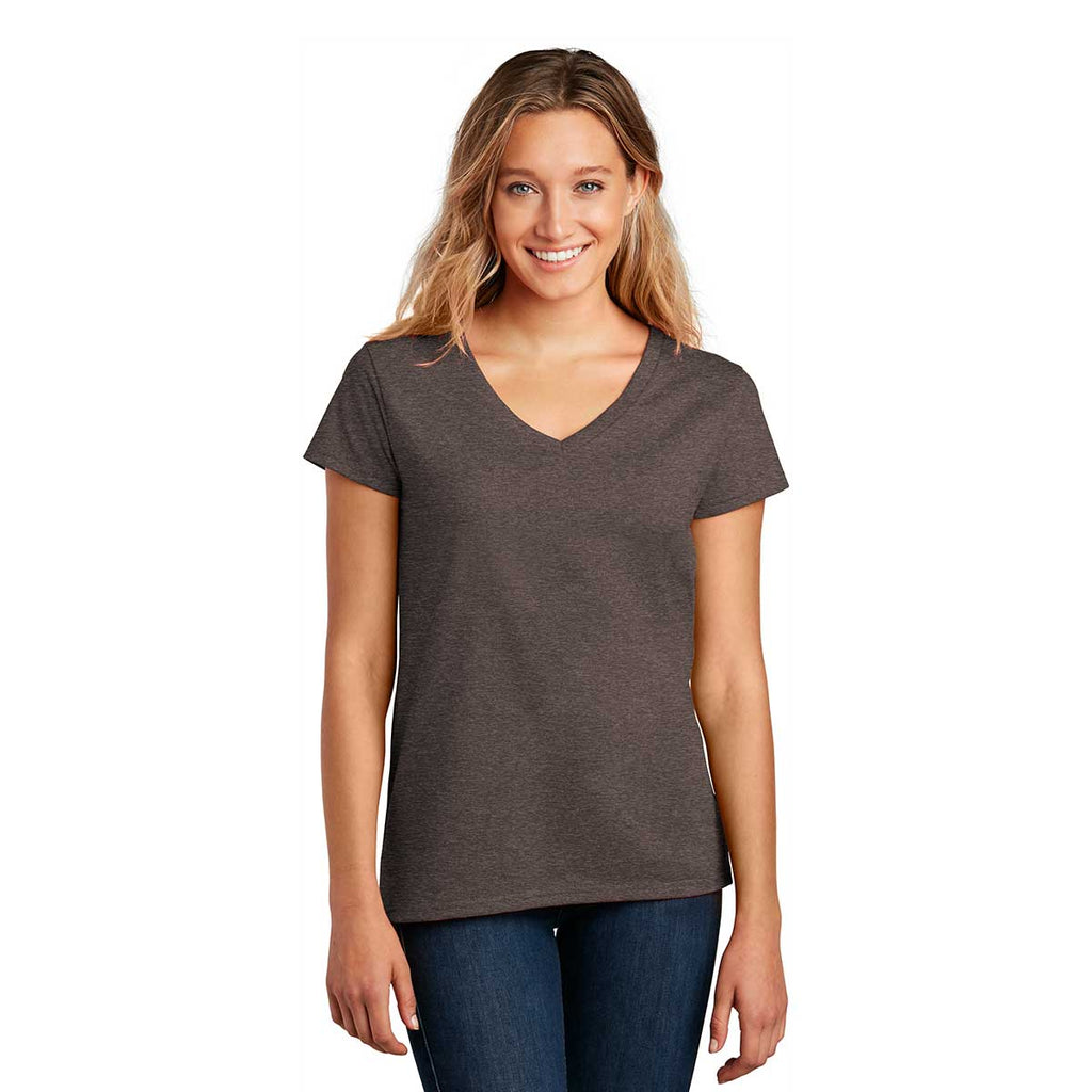 District Women's Deep Brown Heather Re-Tee V-Neck