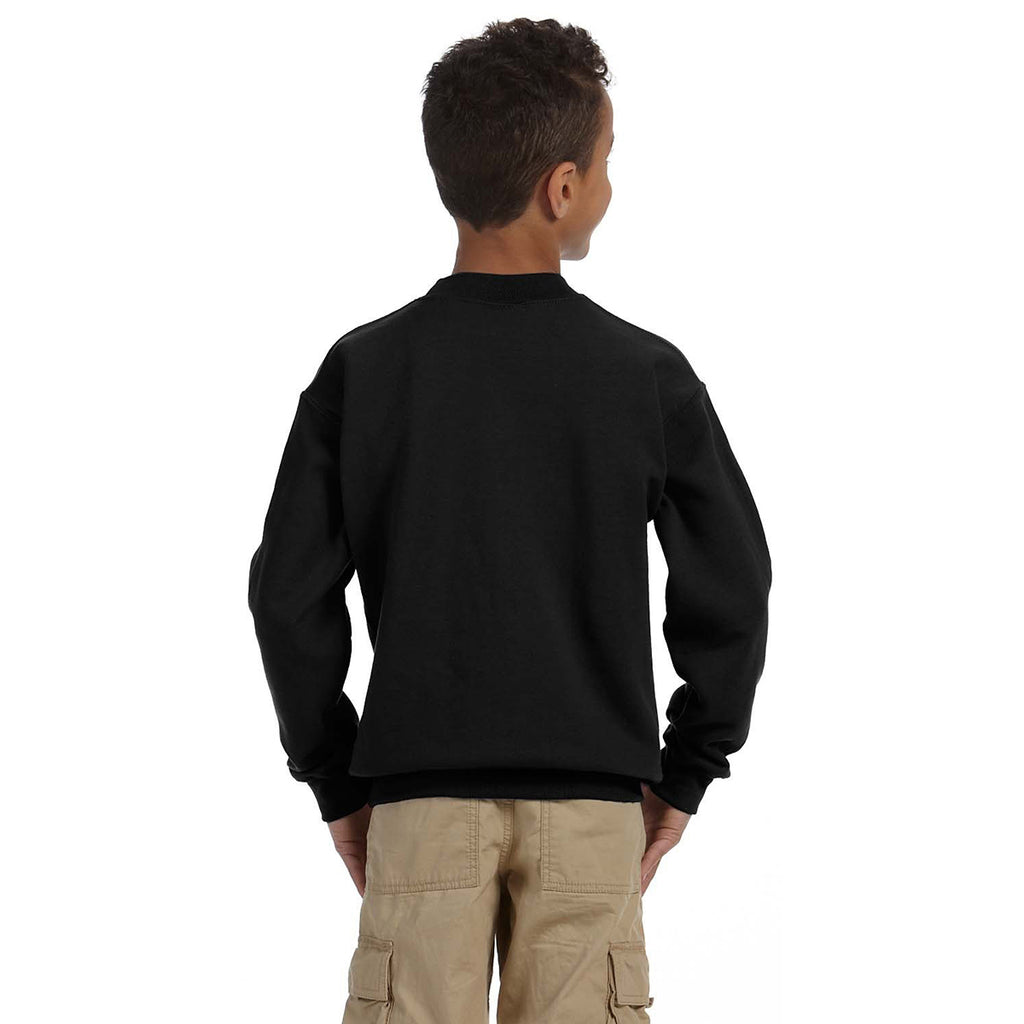 Gildan Youth Black Heavy Blend 8 oz. 50/50 Fleece Crew