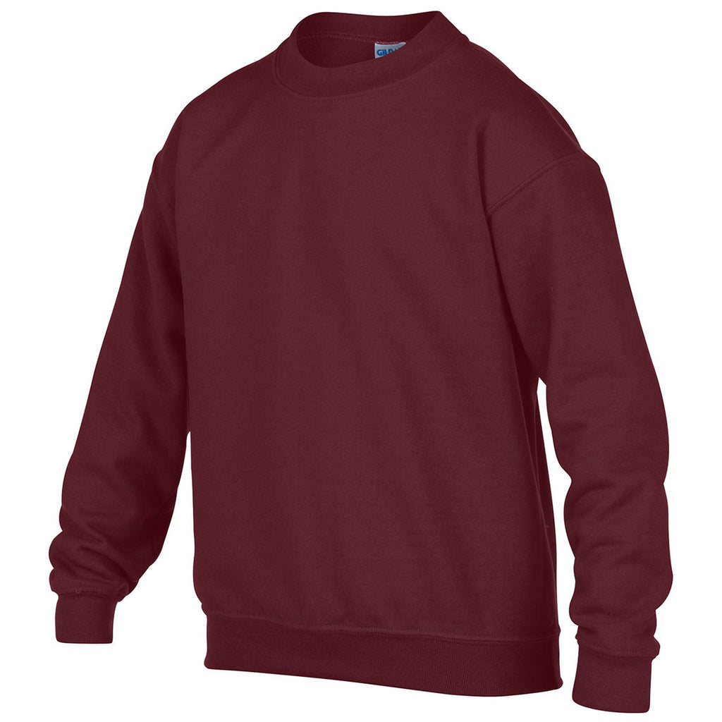 Gildan Youth Maroon Heavy Blend 8 oz. 50/50 Fleece Crew