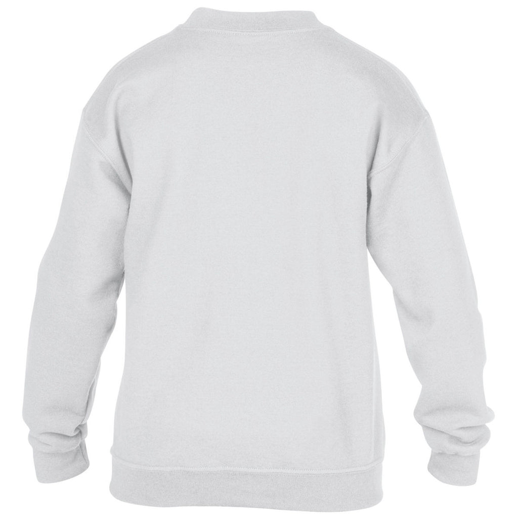 Gildan Youth White Heavy Blend 8 oz. 50/50 Fleece Crew