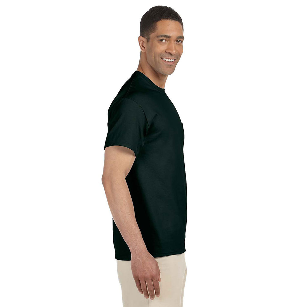 Gildan Unisex Forest Green Ultra Cotton Pocket T-Shirt