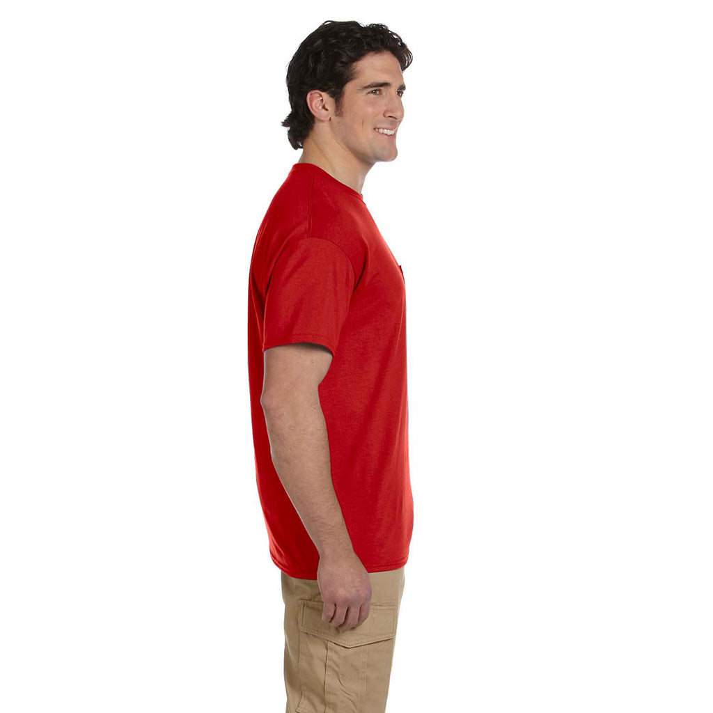 Gildan Unisex Red 5.5 oz. 50/50 Pocket T-Shirt