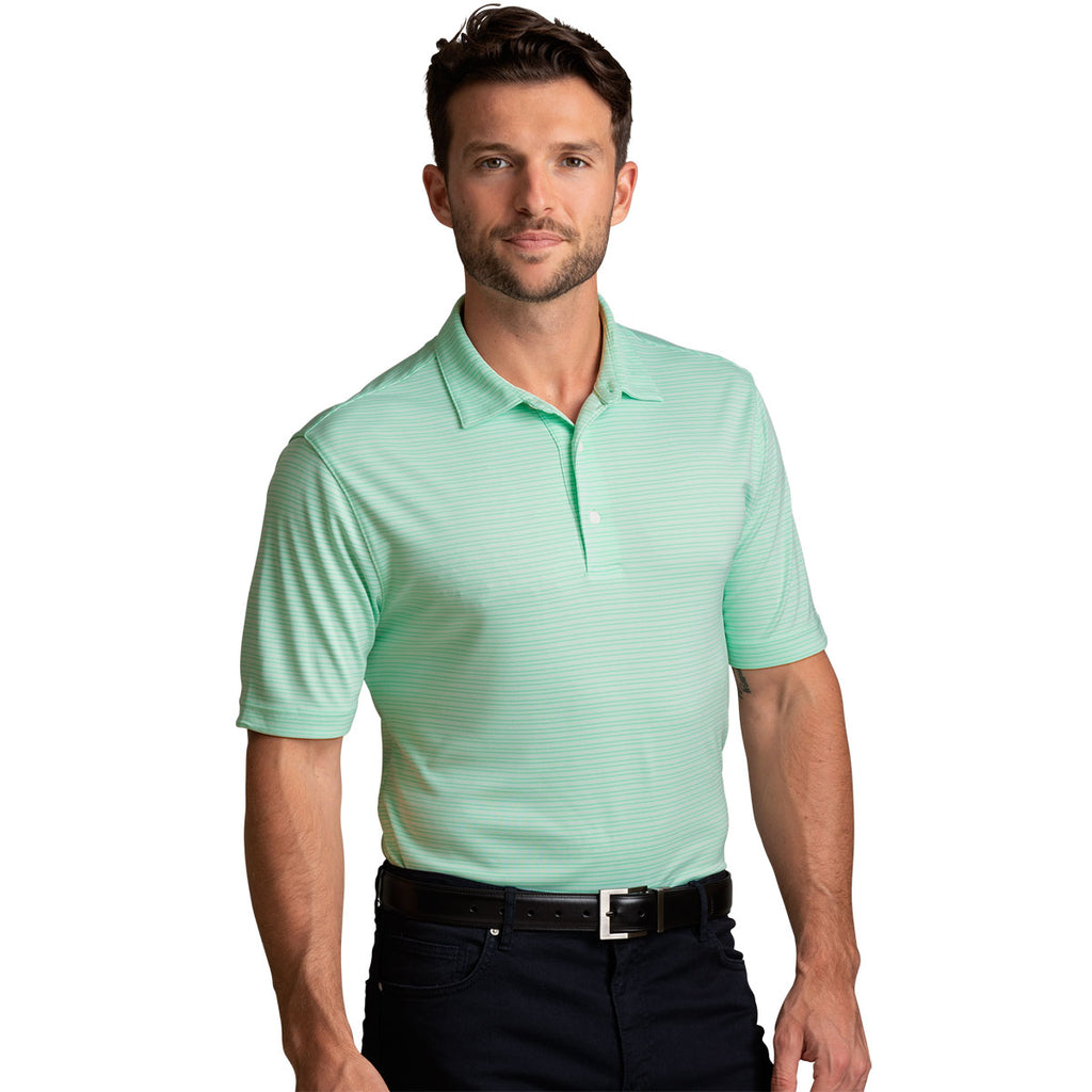 Greg Norman Men's Mint Protek Micro Stripe Polo