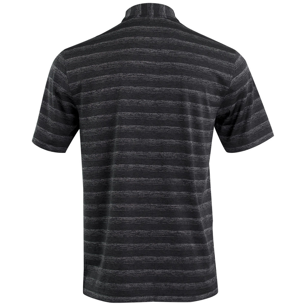 Greg Norman Men's Black Heather LAB Stripe Polo