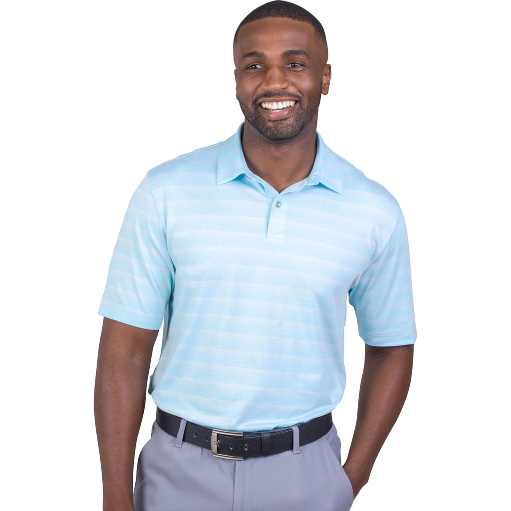 Greg Norman Men's Seaside Blue Heather LAB Stripe Polo