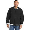 Sport-Tek Men's Black Insulated Varsity Jacket