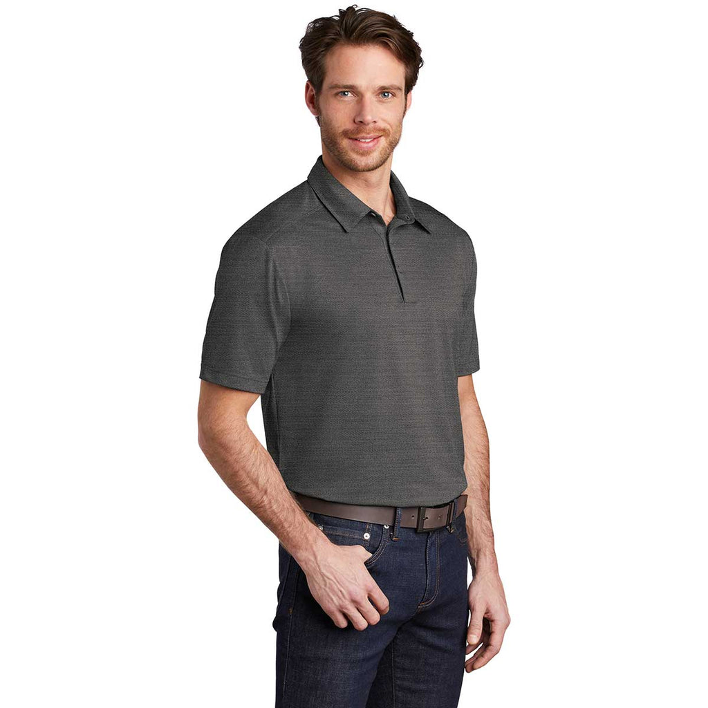 Port Authority Men's Black/Thunder Grey Stretch Heather Polo