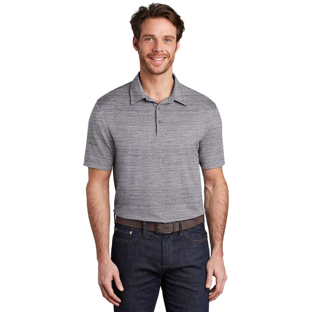 Port Authority Men's Graphite/White Stretch Heather Polo