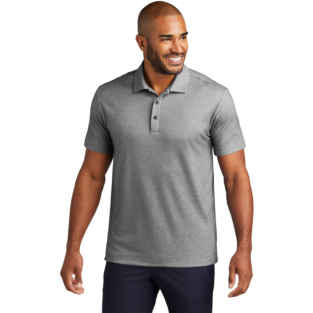 Port Authority Men's Charcoal Heather Fine Pique Blend Polo