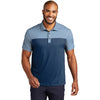 Port Authority Men's Aegean Blue/ Aegean Blue Heather Fine Pique Blend Blocked Polo