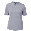 Cutter & Buck Women's Navy Blue Virtue Eco Pique Stripped Recycled Polo