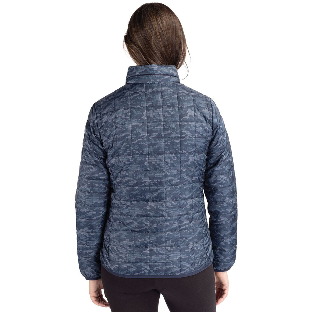 Cutter & Buck Women's Dark Navy Rainier Primaloft Eco Insulated Full Zip Printed Puffer Jacket