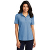 Port Authority Women's Aegean Blue Heather Fine Pique Blend Polo