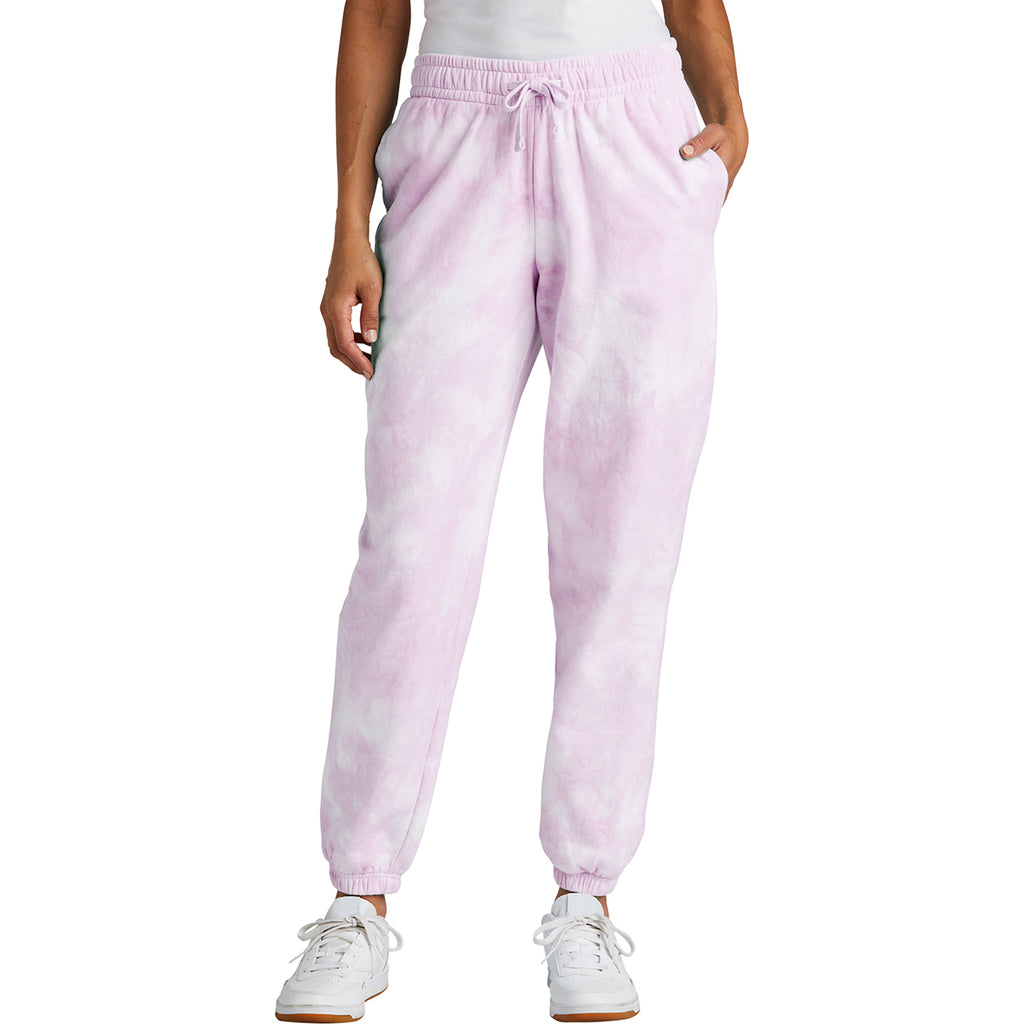 Port & Company Women's Cerise Pink Beach Wash Cloud Tie-Dye Sweatpant