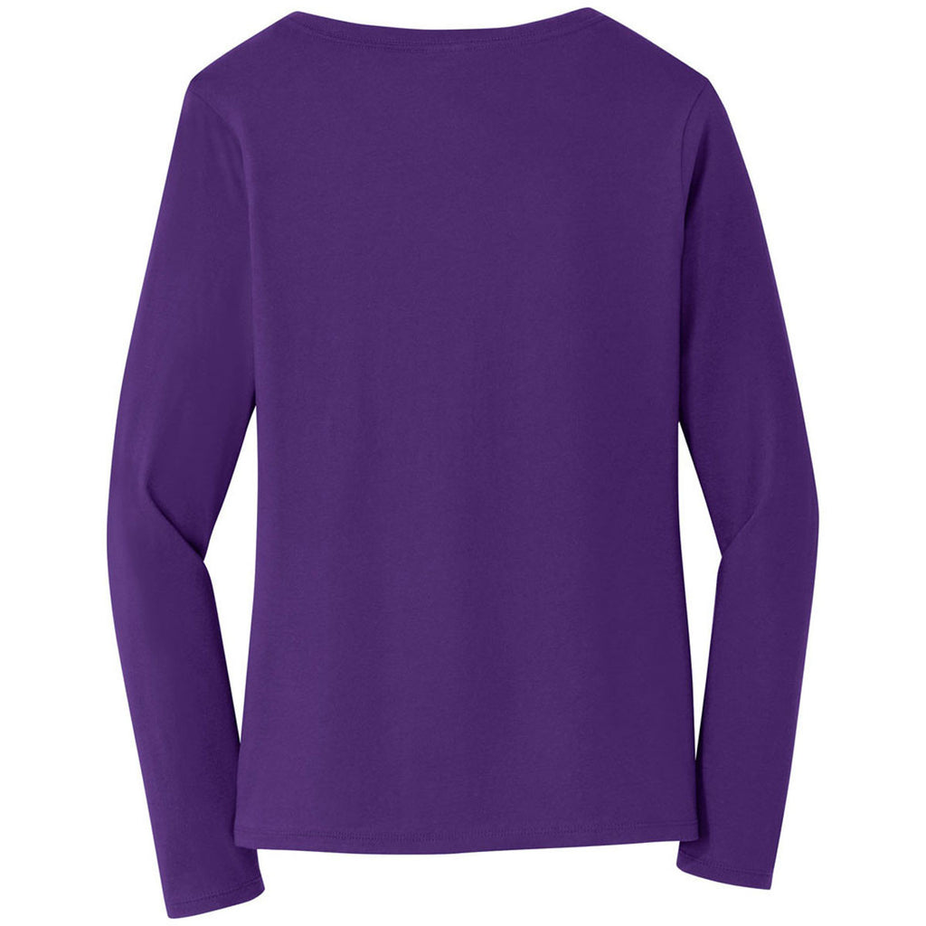 Port & Company Women's Team Purple Long Sleeve Fan Favorite V-Neck Tee