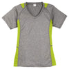 Sport-Tek Women's Vintage Heather/Lime Shock Heather Colorblock Contender V-Neck Tee