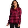 Port Authority Women's Red/Black Buffalo Check Plaid Flannel Shirt