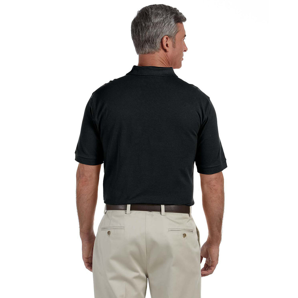 Harriton Men's Black 6 oz. Ringspun Cotton Pique Short-Sleeve Polo