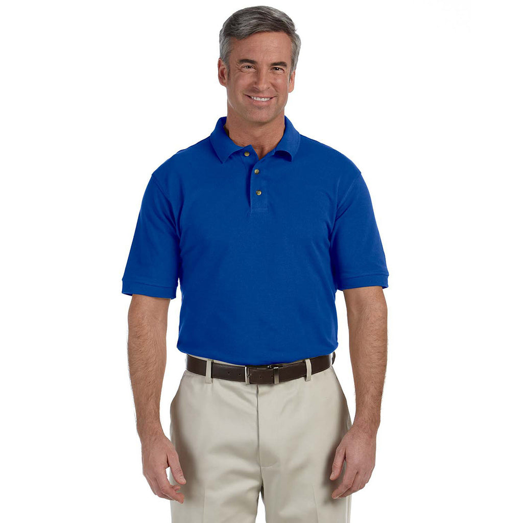 Harriton Men's True Royal 6 oz. Ringspun Cotton Pique Short-Sleeve Polo