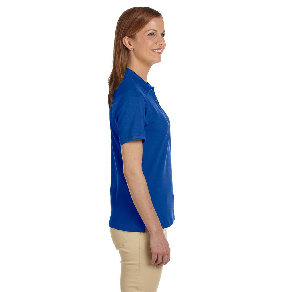 Harriton Women's True Royal 6 oz. Ringspun Cotton Pique Short-Sleeve Polo