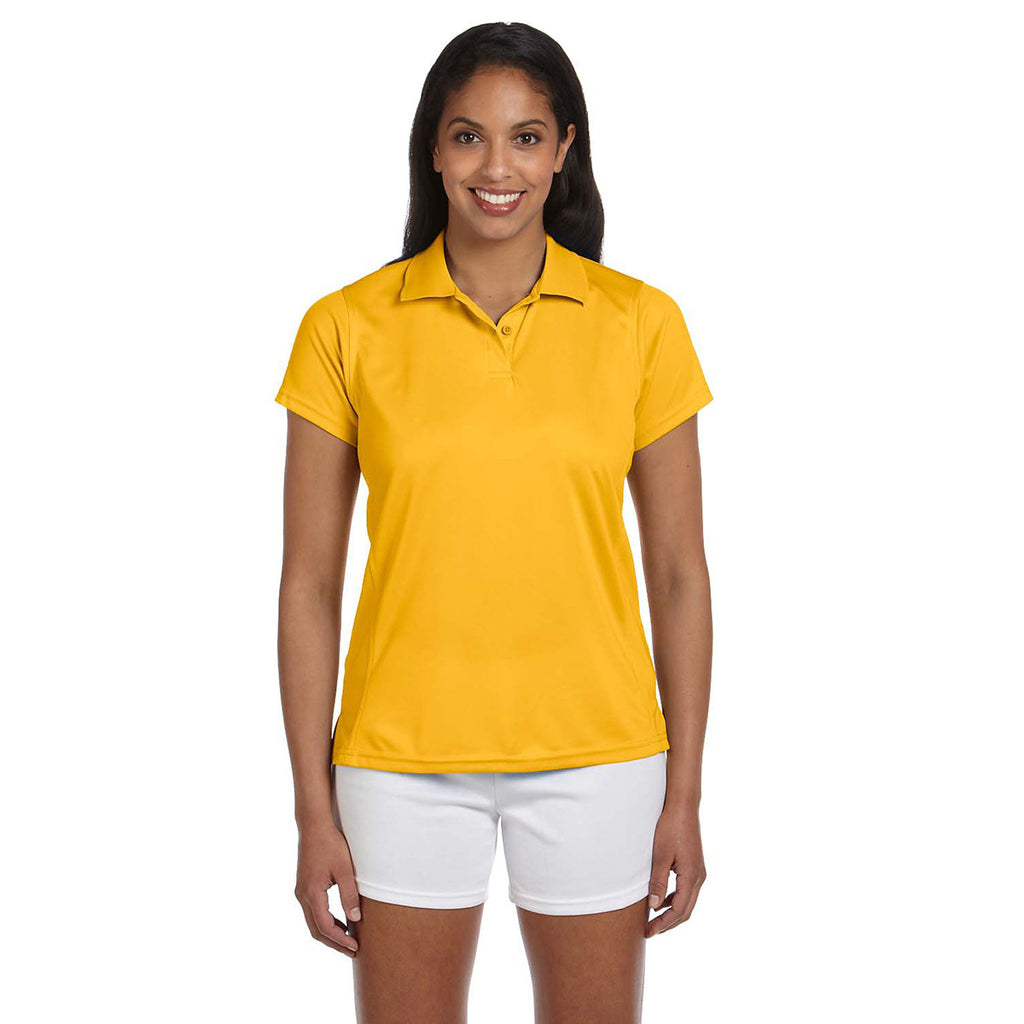 Harriton Women's Gold 4 oz. Polytech Polo